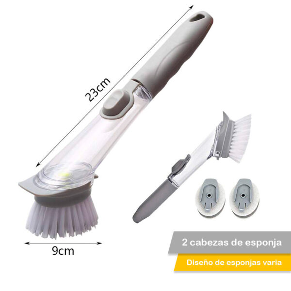 CEPILL~2 CEPILLO DISPENSADOR JABON CON MANGO TRANSPARENTE