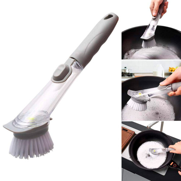 CEPILL~3 CEPILLO DISPENSADOR JABON CON MANGO TRANSPARENTE