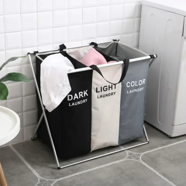 CESTA TRIPLE PARA SEPARAR ROPA SUCIA