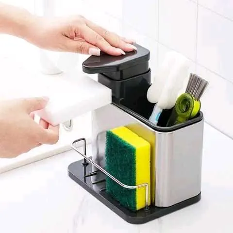 DISPENSADORA JABON LÍQUIDO, ORGANIZADOR CEPILLOS Y CREMAS