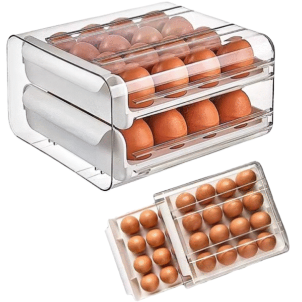 ORGANIZADOR HUEVOS X 32 DISPENSADOR DE HUEVOS CAJONERA DESLIZANTE Y APILABLE