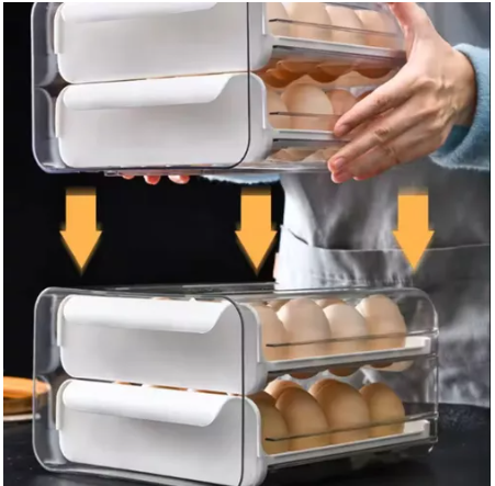 ORGANIZADOR HUEVOS X 32.2 DISPENSADOR DE HUEVOS CAJONERA DESLIZANTE Y APILABLE