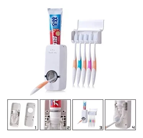 PORTACEPILLOS+DISPENSADOR CREMA DENTAL