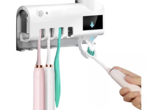 PORTACEPILLOS DESINFECTANTE "UV" CON DISPENSADOR CREMA DENTAL