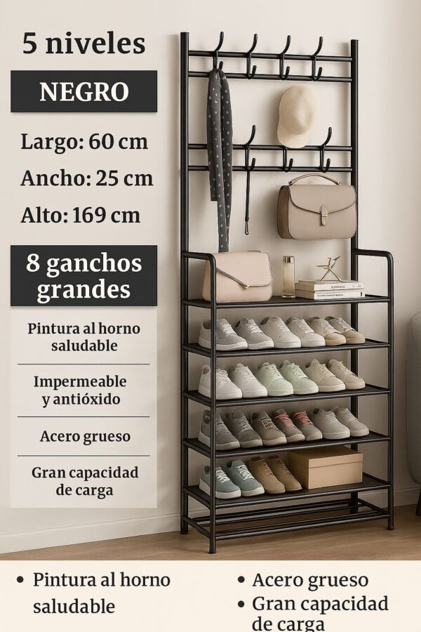 ORGANIZADOR ZAPATOS  4 NIVELES CON PERCHERO